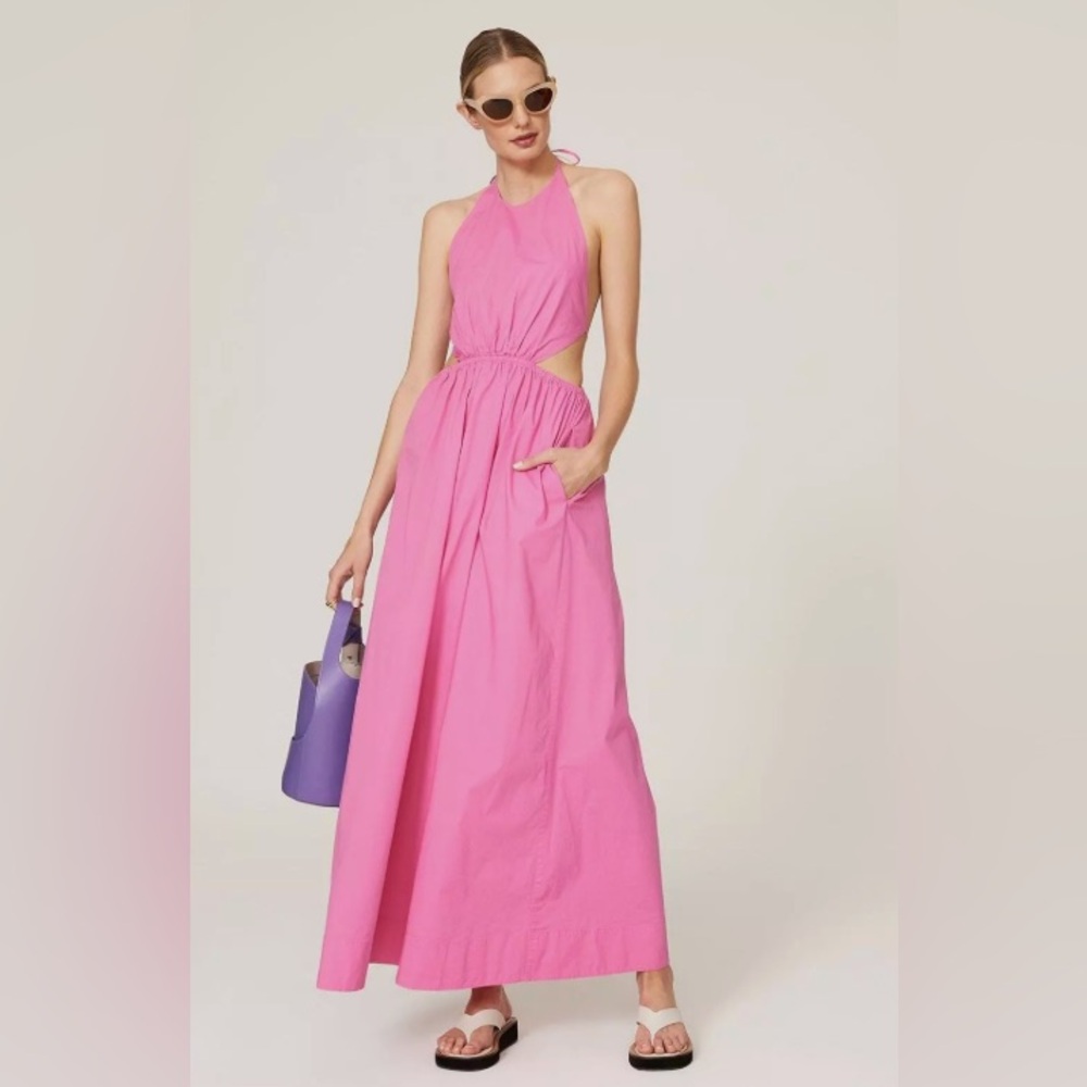 Staud Pink Maxi Halter Dress
